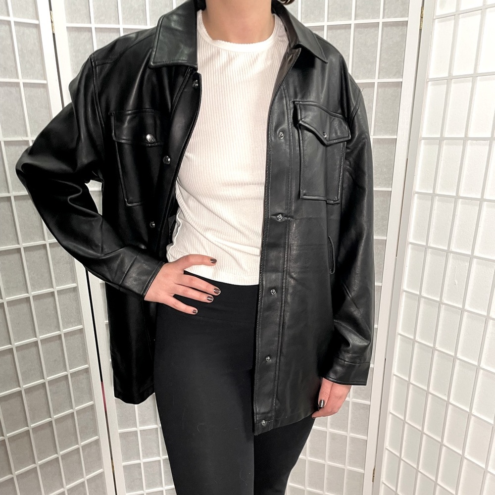 Rebecca Minkoff Leather Shacket MSRP $228 Size Large